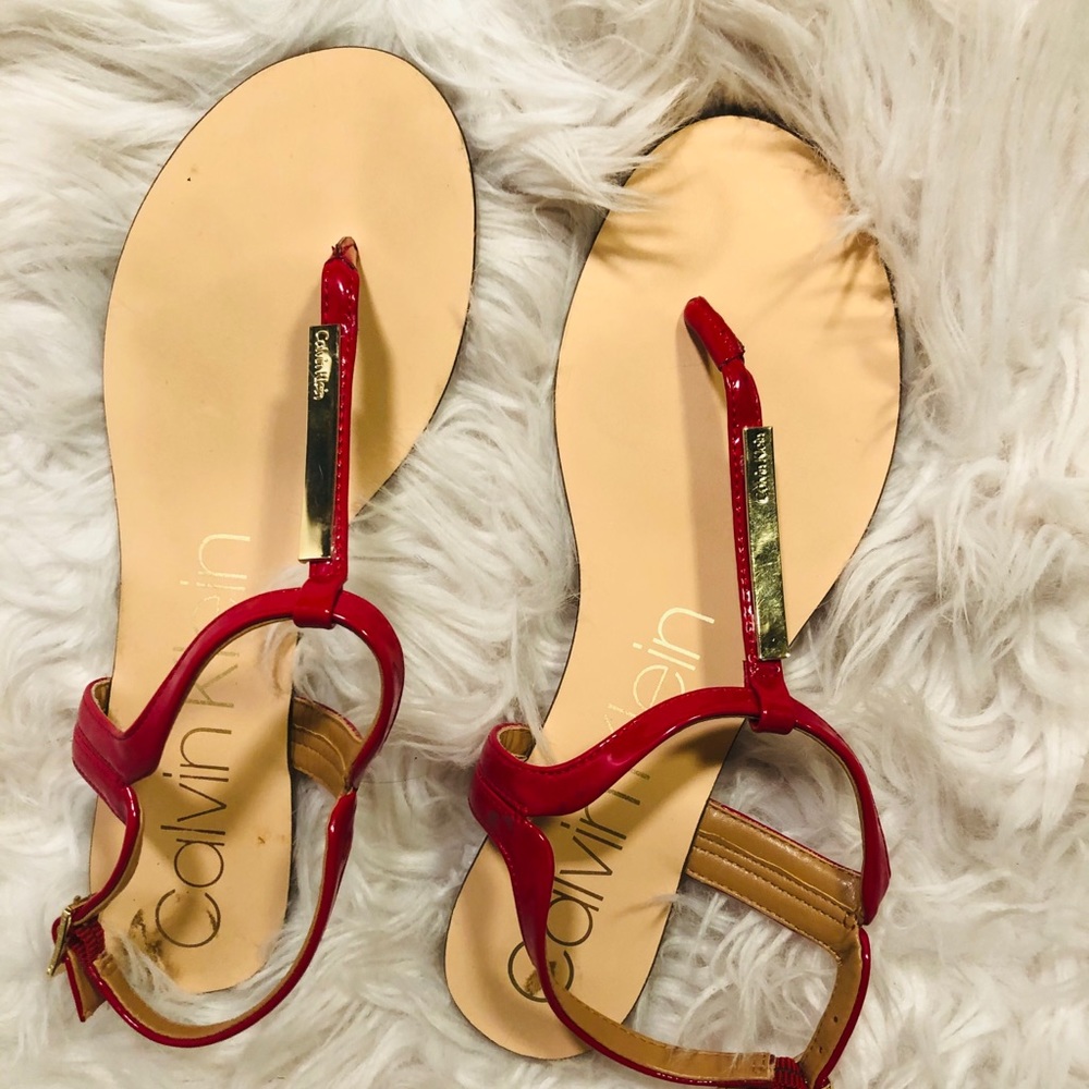 Calvin Klein sandals /size 9 /color red and beige